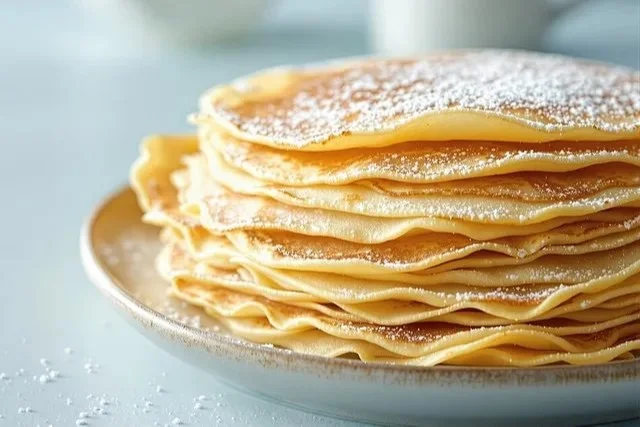 Perfekte Pfannkuchen mit frischen Zutaten auf einem Teller
