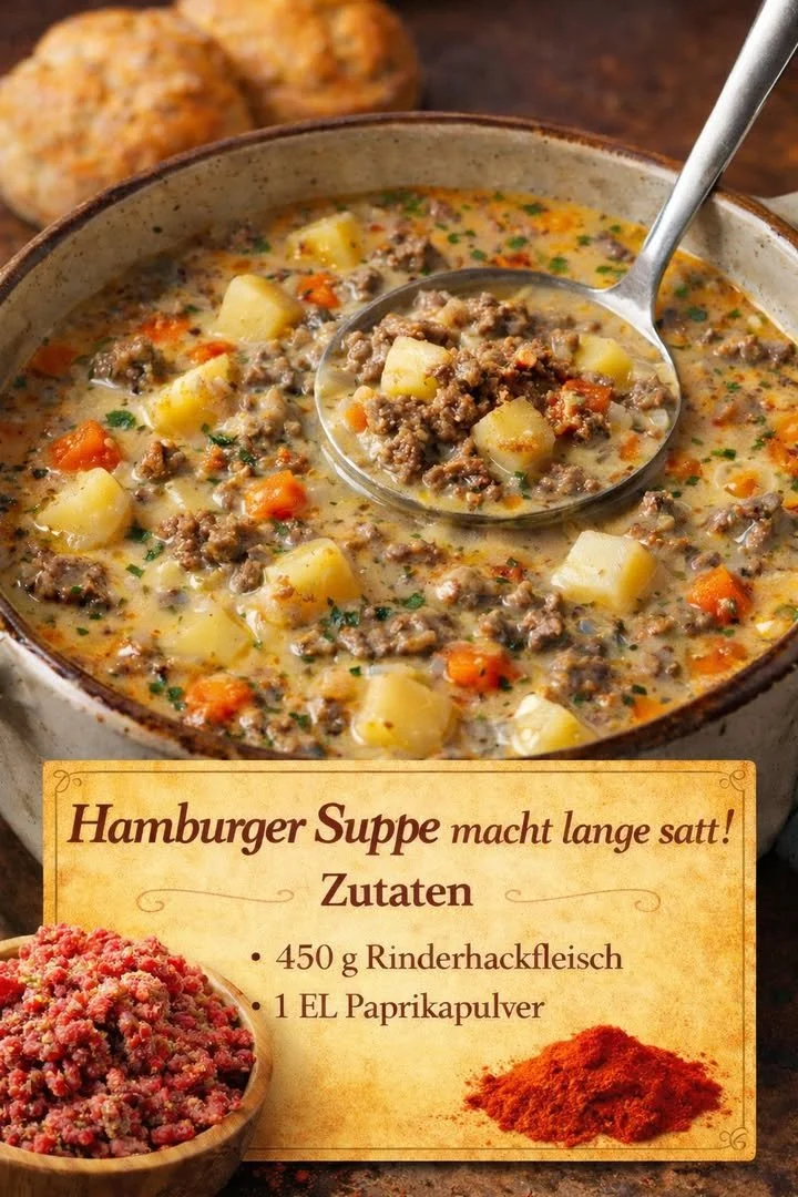 Eine dampfende Schüssel perfekter Winter Suppe auf einem Tisch