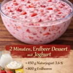 Leckeres Erdbeer Joghurtdessert mit frischen Erdbeeren und Joghurt