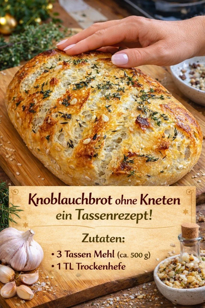 Rezept für faulen Knoblauch ohne Kneten und Stress zubereiten.