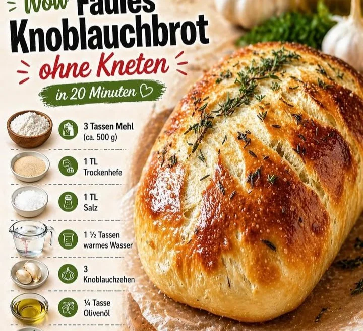 Faules Knoblauchbrot Rezept mit frischem Brot und Knoblauchbutter