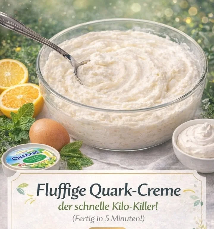 Fluffige Quark-Creme in einer Schüssel serviert