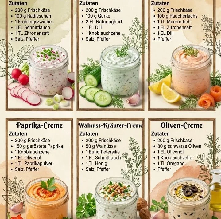 Vielfalt an Frischkäse-Cremes für kreative Rezeptideen