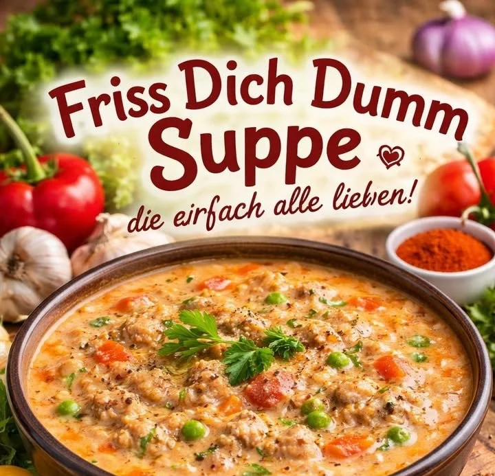 Schüssel mit Friss Dich Dumm Suppe - gesundes Rezept für jede Gelegenheit