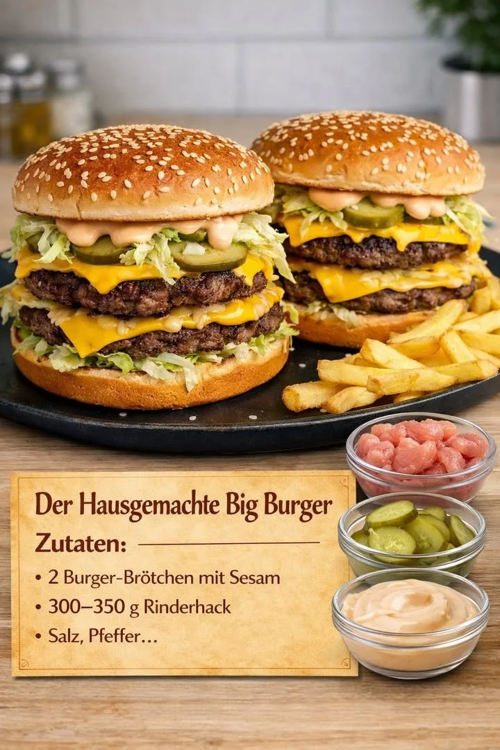 Hausgemachter Big Burger mit frischen Zutaten und saftigem Patty