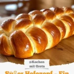 Frisch gebackener Hefezopf auf einem rustikalen Tisch