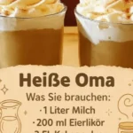Heiße Oma serviert Eierlikör für wohlige Wärme und Gemütlichkeit
