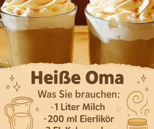 Heiße Oma serviert Eierlikör für wohlige Wärme und Gemütlichkeit