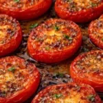 Leckere Heißluftfritteuse-Tomaten frisch zubereitet auf einem Teller