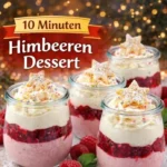 Himmlisches Dessert mit frischen Himbeeren serviert in einer eleganten Schüssel
