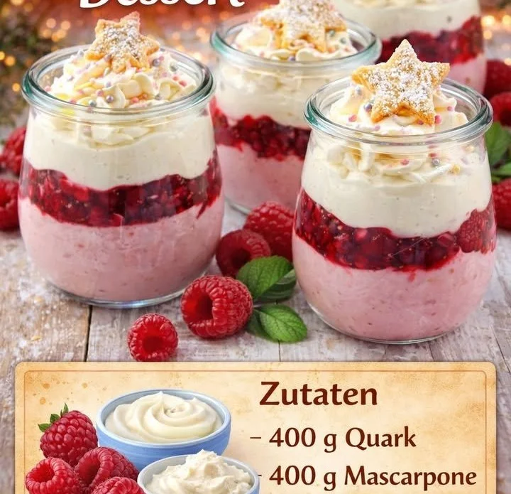 Himmlisches Dessert mit frischen Himbeeren auf einem eleganten Teller