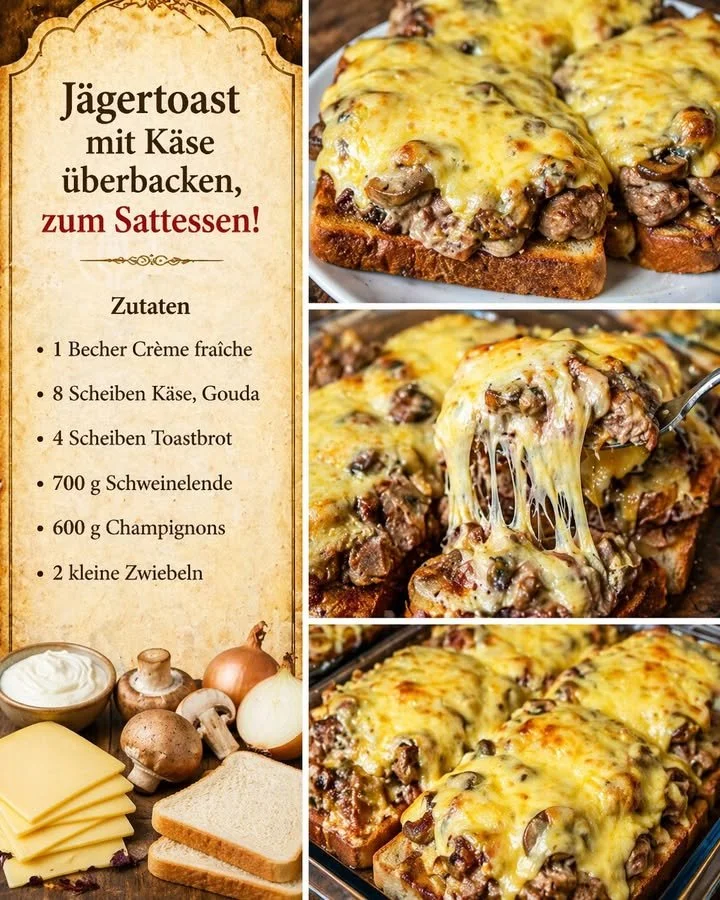 Jägertoast mit Käse überbacken - ein schmackhaftes Rezept für jeden Anlass.