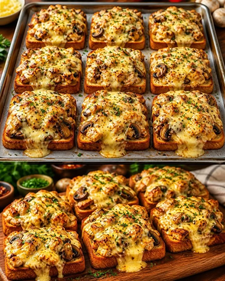 Leckeres Jägertoast mit Käse überbacken, perfekt zum Genießen.