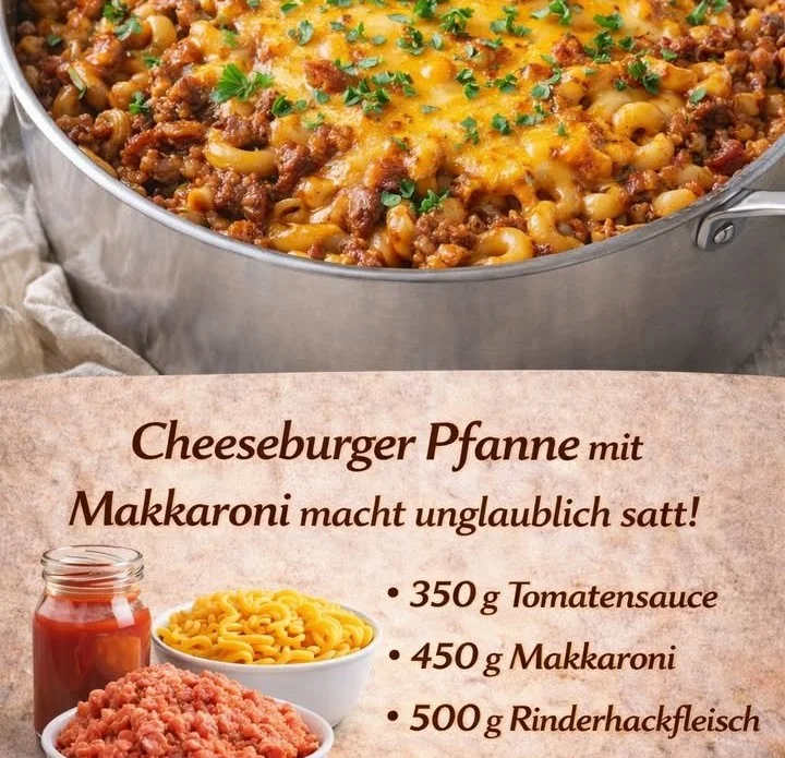 Leckere Käseburger Pfanne mit saftigem Käse und frischen Zutaten