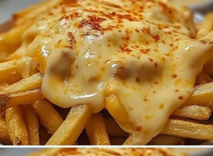 Hausgemachte Käsesoße für Pommes in einer Schüssel
