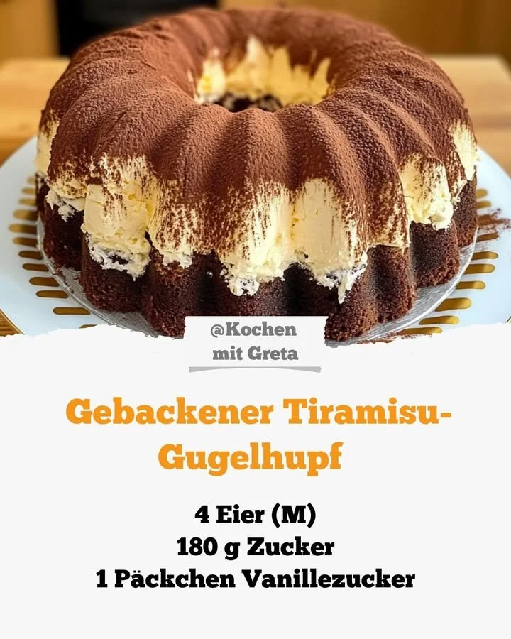 Klassischer Schoko-Gugelhupf mit Mascarpone-Swirl auf einem Teller