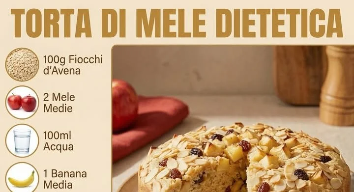 Leichte Apfeltorte mit Hafer und Mandeln auf einem Teller serviert