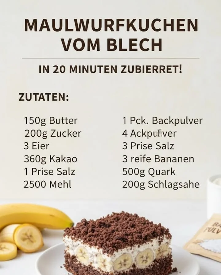 Schokoladiger Maulwurfkuchen vom Blech auf einem Teller serviert.