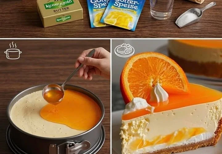 Orangen-Schmandkuchen mit frischen Orangen und cremiger Schicht