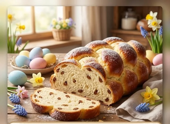 Leckeres Osterbrot, frisch gebacken für die Osterfeiertage.