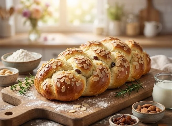 Traditioneller Osterzopf nach altem Rezept frisch gebacken