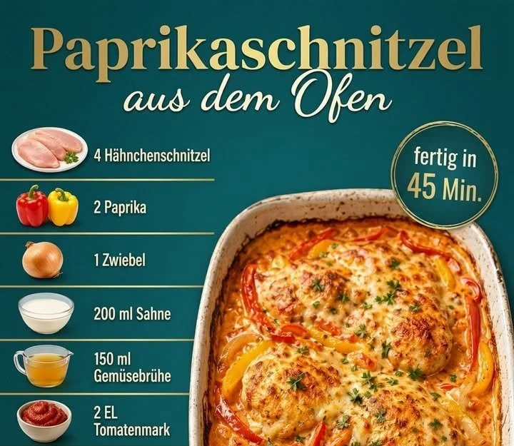 Leckerer Paprikaschnitzel aus dem Ofen mit Paprika und Gewürzen