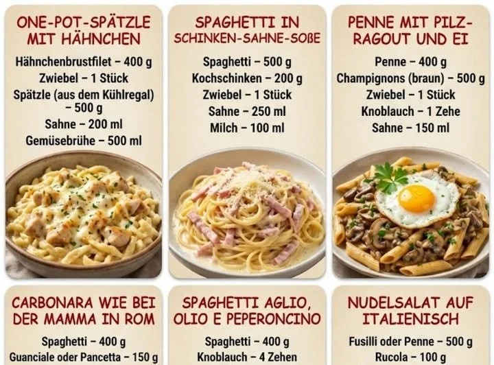 Leckere Pasta-Gerichte für zu Hause - 6 Rezepte zum Verlieben.