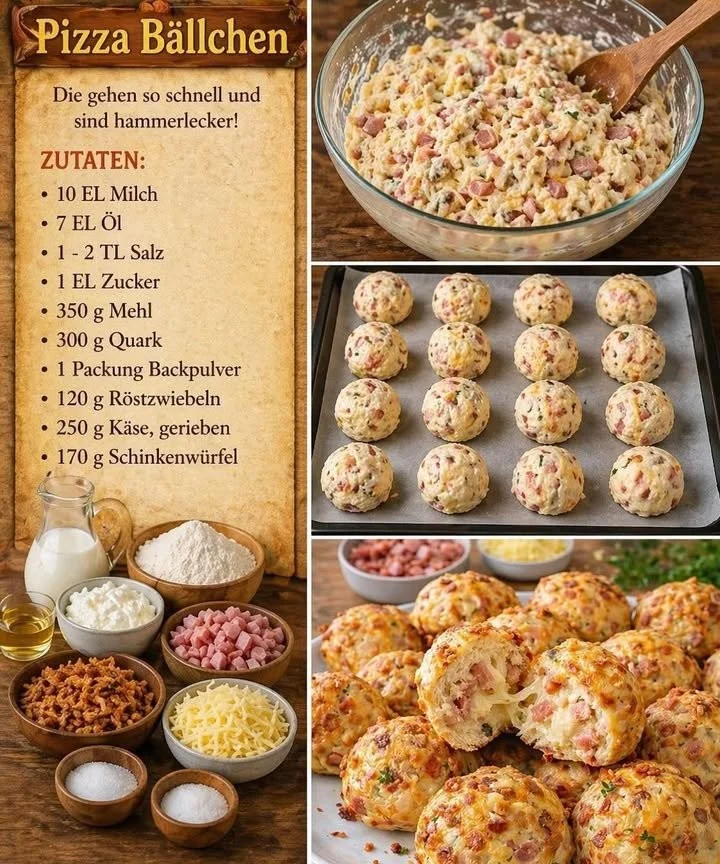 Leckere Pizza Bällchen auf einem Teller serviert