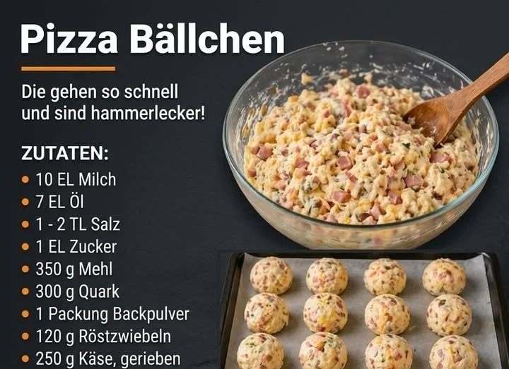 Leckere Pizza Bällchen, perfekt für Snacks und Partygerichte.