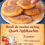 Frisch gebackene Quark Apfeltaschen mit Äpfeln und Zimt, perfekt für süße Snacks.