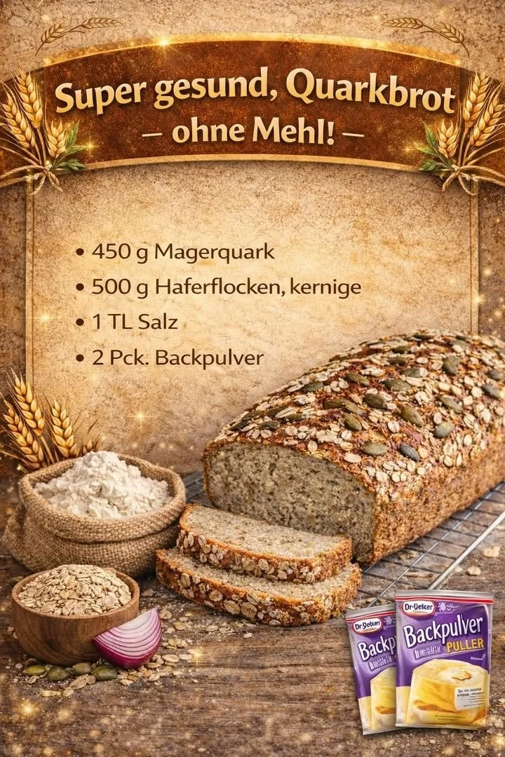 Schüssel mit Quarkbrot ohne Mehl, frisch gebacken und appetitlich angerichtet.