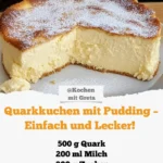 Leckerer Quarkkuchen mit Pudding auf einem Teller serviert