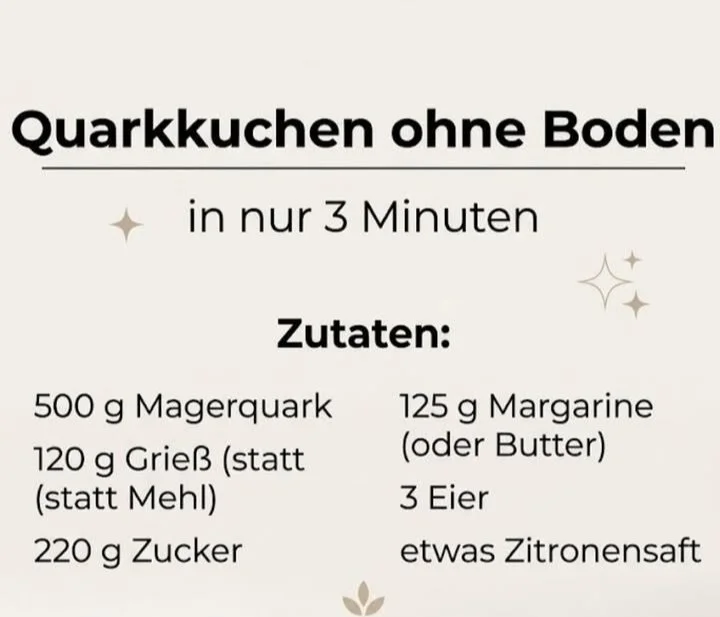 Cremiger Quarkkuchen ohne Boden auf einem Teller serviert