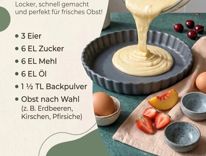 Schneller Früchtekuchen mit Götterspeise auf einem Teller serviert