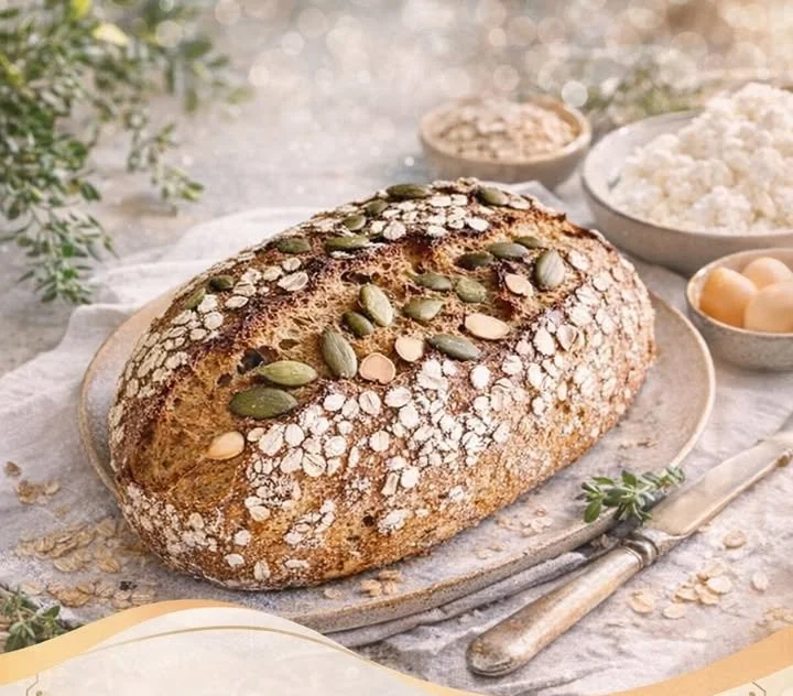 Scheibe von frisch gebackenem schnellem Brot auf einem Holzbrett