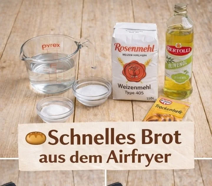 Schnelles Brot aus dem Airfryer, frisch gebacken und knusprig