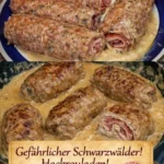 Schwarzwälder Hackrouladen auf einem Teller serviert