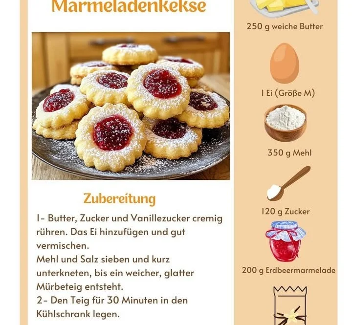 Spitzbuben Kekse mit Marmelade, traditionelles Rezept von Oma.