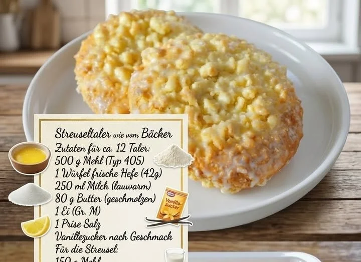 Hausgemachte Streuseltaler auf einem Teller, lecker und verführerisch.