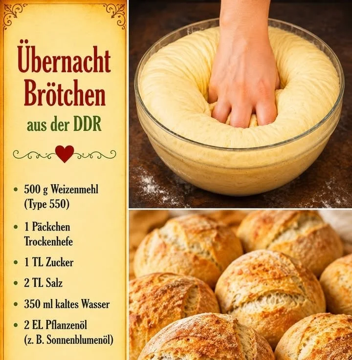 Frisch gebackene Übernacht Brötchen auf einem Holzbrett