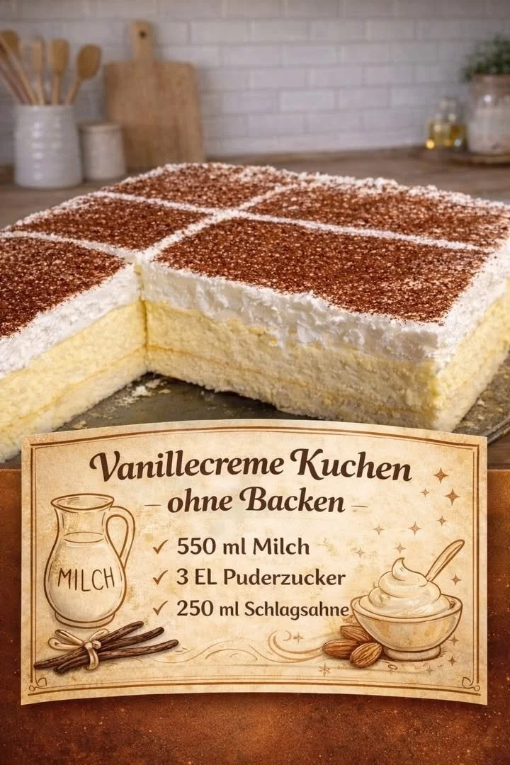 Vanillecreme Kuchen wie bei Oma – cremig und ohne Backen zubereitet