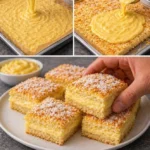 Eine köstliche Portion Wattekuchen mit Vanillepudding auf einem Teller