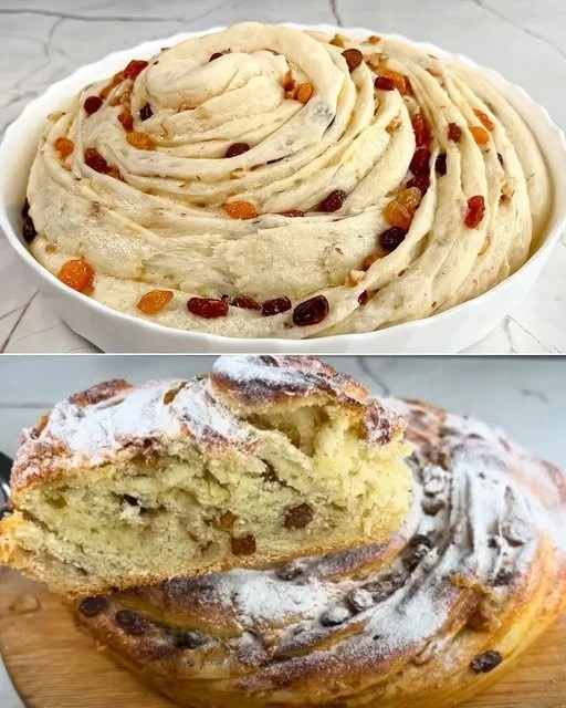 Leckeres Weihnachtsbrot mit Früchten und Nüssen, perfekt für die festliche Jahreszeit.