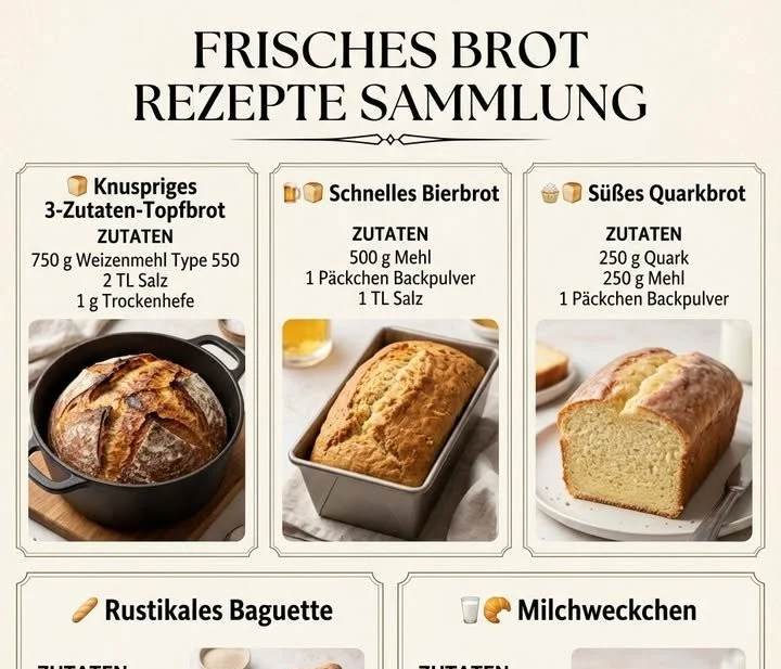 Frisch gebackenes Brot auf einem Tisch, bereit für ein leckeres Frühstück.