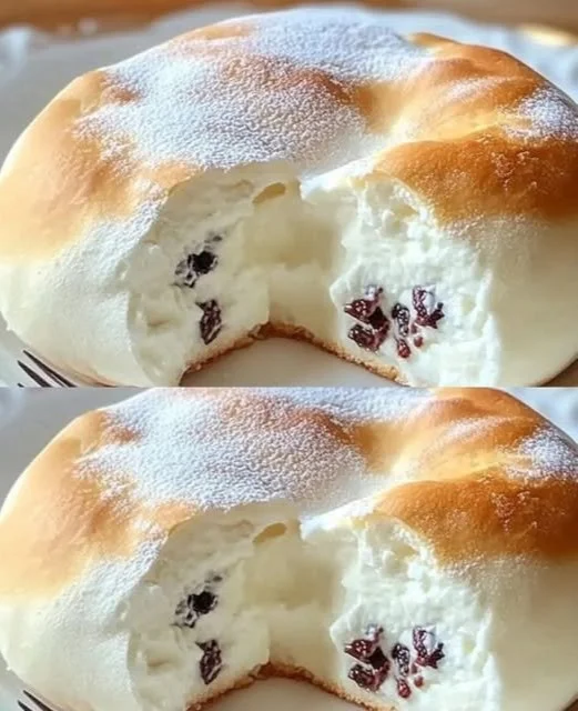 Fluffiger Wolkenkuchen auf einem Teller mit frischen Früchten