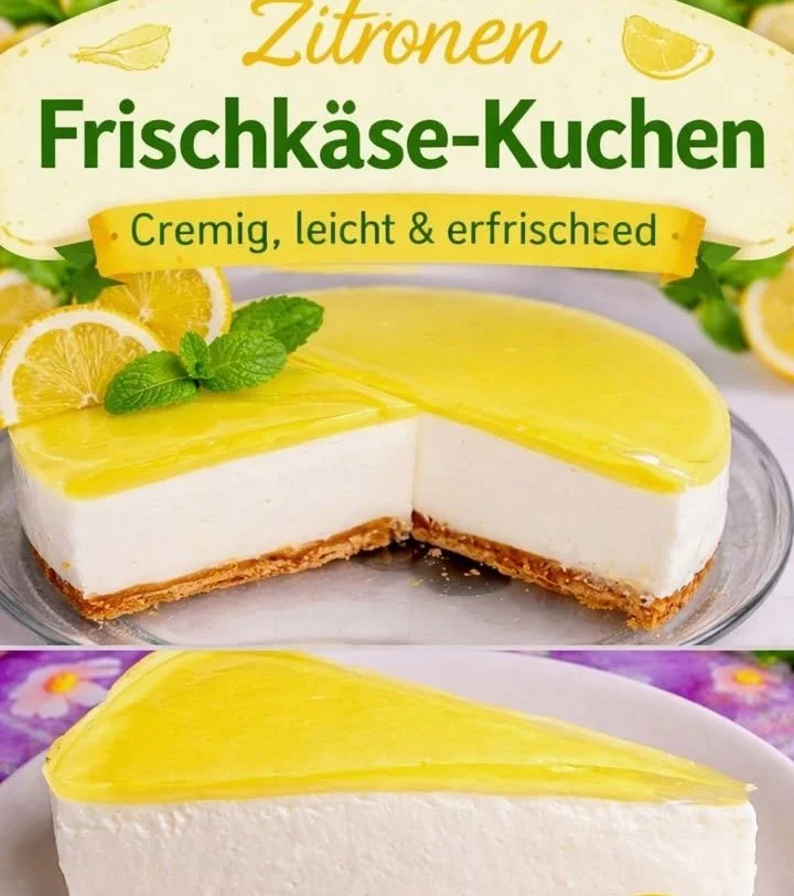 Zitronen Joghurt Torte mit frischen Zitronen und Joghurtbelag