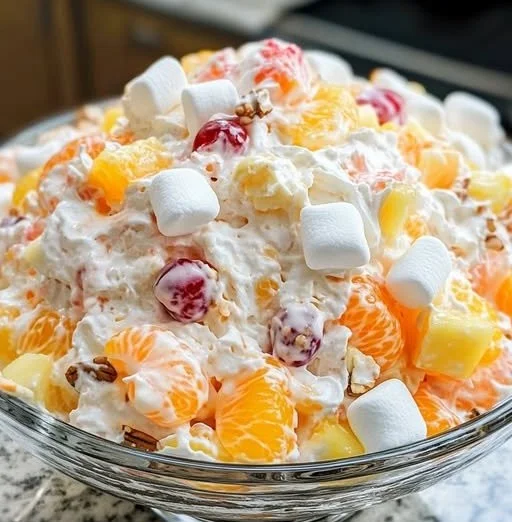 Delikates 10 Minuten Dessert mit Mandarinen und Ananas serviert in einer Schüssel
