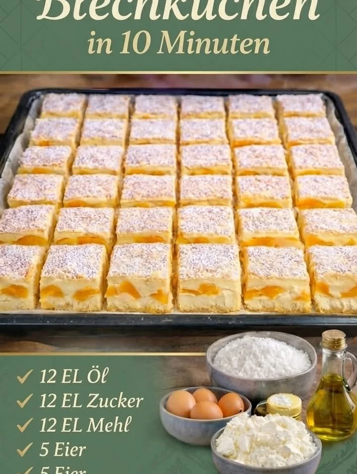 Ein köstlicher 12-Esslöffel-Blechkuchen, schnell und einfach zuzubereiten.
