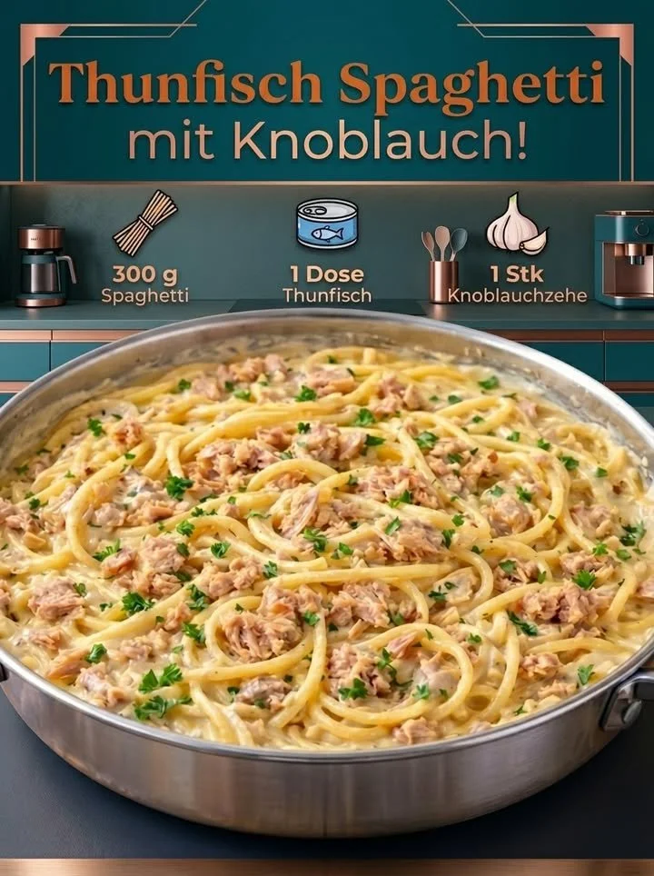 Schnelle Thunfisch-Spaghetti mit Knoblauch für ein einfaches Abendessen
