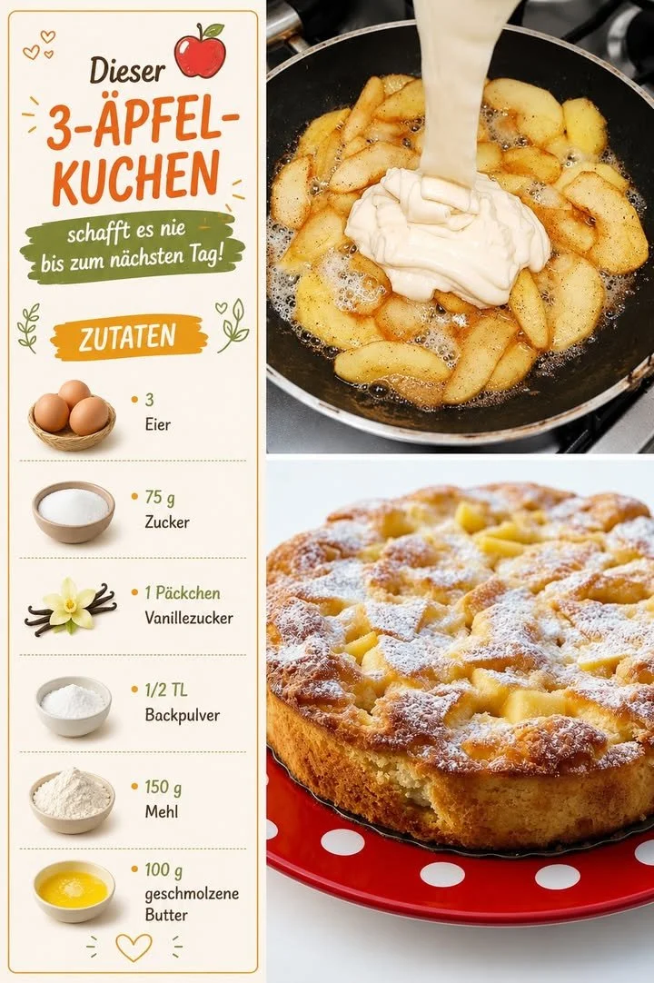 Drei verschiedene Äpfel Kuchen auf einem Tisch angerichtet